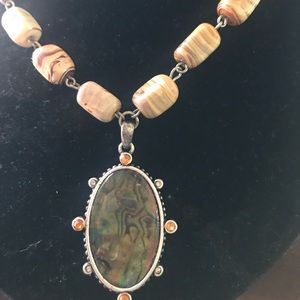New Abalone & Genuine Stone Necklace 18 inch
